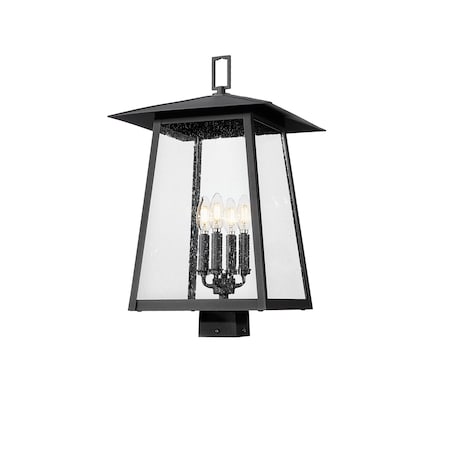 Z-Lite Rainer 4 Light Outdoor Post Mount Fixture, 13.5in. W x 22.75in. H, Black 5015PHBS-BK